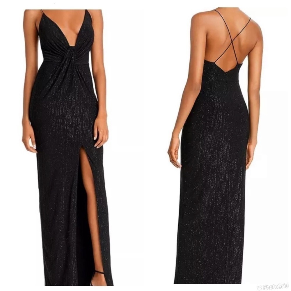 Aidan Mattox Metallic Drape Gown
